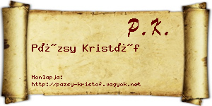 Pázsy Kristóf névjegykártya